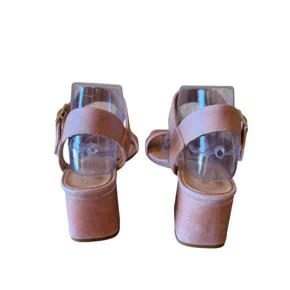 Nisolo Sz 8.5 Women's Leather Block Heeled  Adjustable Ankle Strap in Pink NEW! - Picture 3 of 9